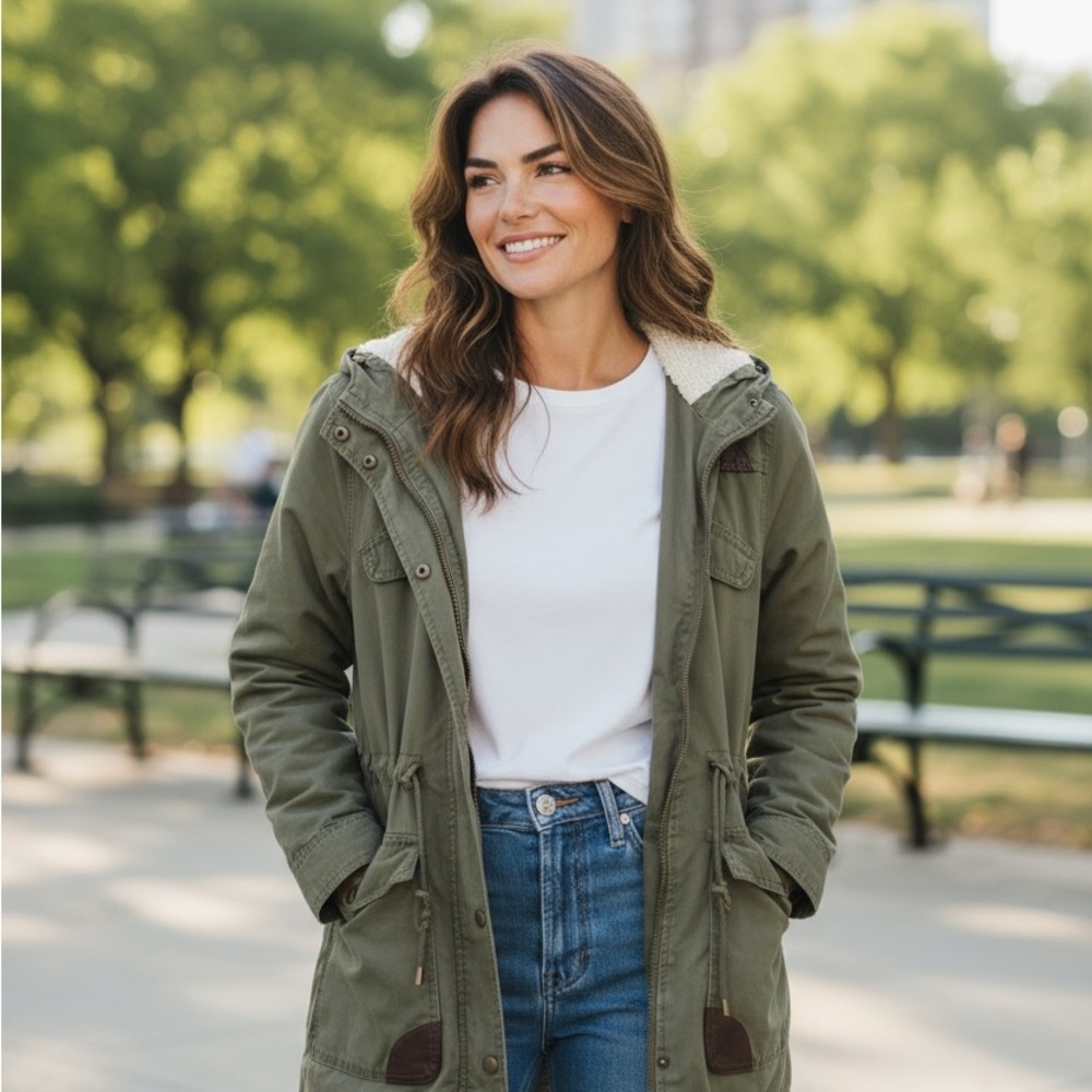 Ambiance Khaki Hooded Puffer Jacket